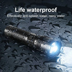 lampe torche led rechargeable 50w intense résistante camping travail noir texturé