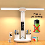 lampe multifonctionnelle blanc moderne horloge date heure température deux stylos rubik cube