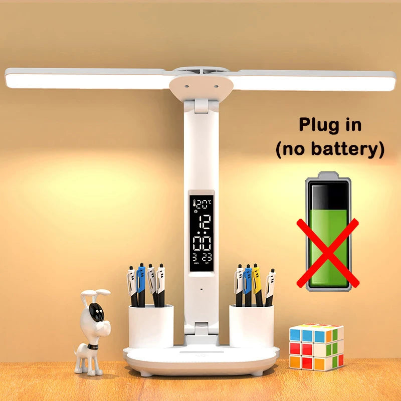 lampe multifonctionnelle blanc moderne horloge date heure température deux stylos rubik cube