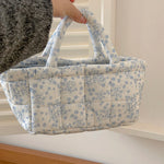 panier rangement pliable polyester fleurs blanc bleu clair moderne rangement maison jouets animaux respectueux