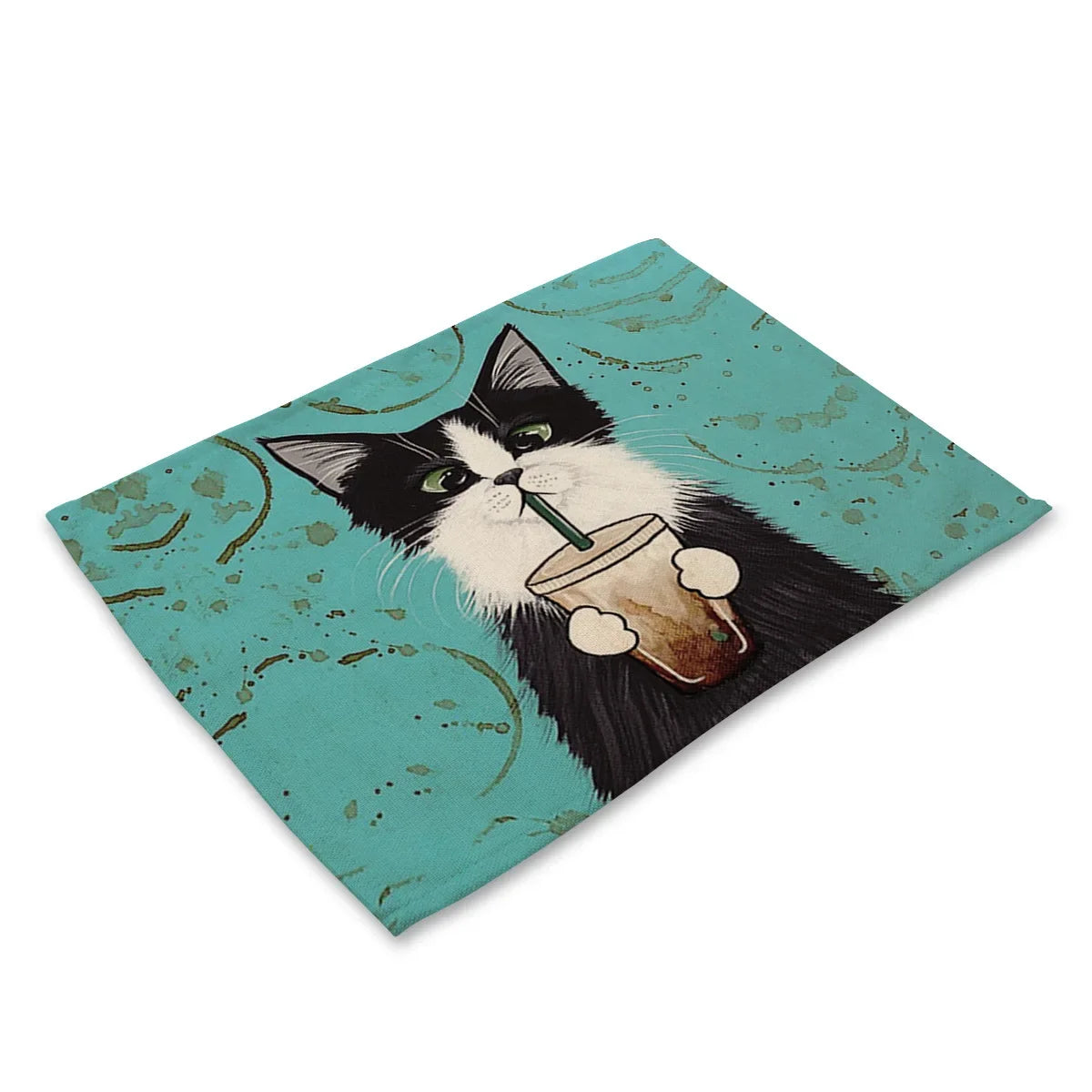 serviettes table illustration animale bleu vert moderne 30x40cm respectueux environnement