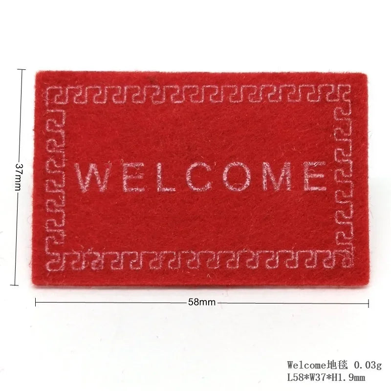 tapis bienvenue rouge rose noir marron motif géométrique moderne adhésif inclusion tapis