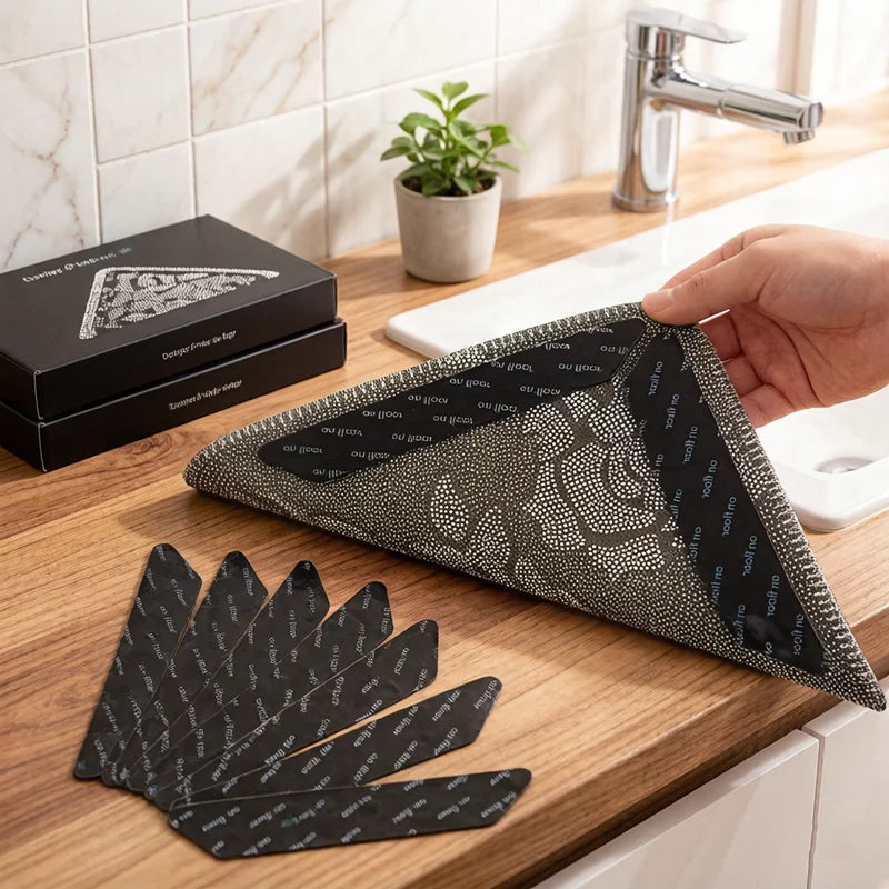 adhésifs antidérapants triangles polyester modernes tapis sols sécurisation antislip points texturés multiples noir blanc