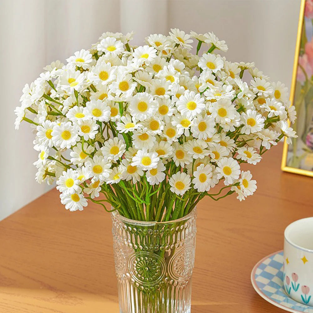 bouquet fleurs artificielles blanc jaune modernes 60 fleurs tiges minimaliste decoration intérieure mariage