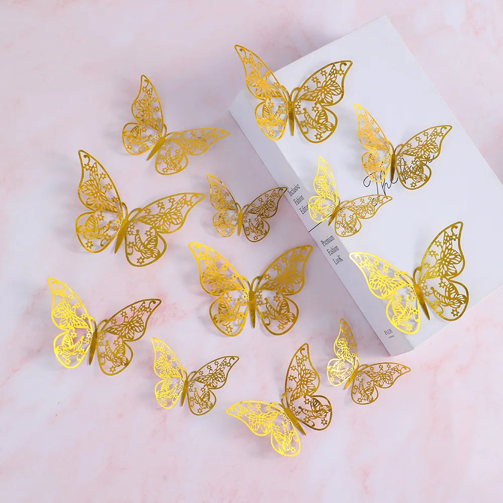 papillons décoratifs multicolores ornements floraux adhésifs diy gâteaux cupcakes boîtes cadeaux chambre coucher