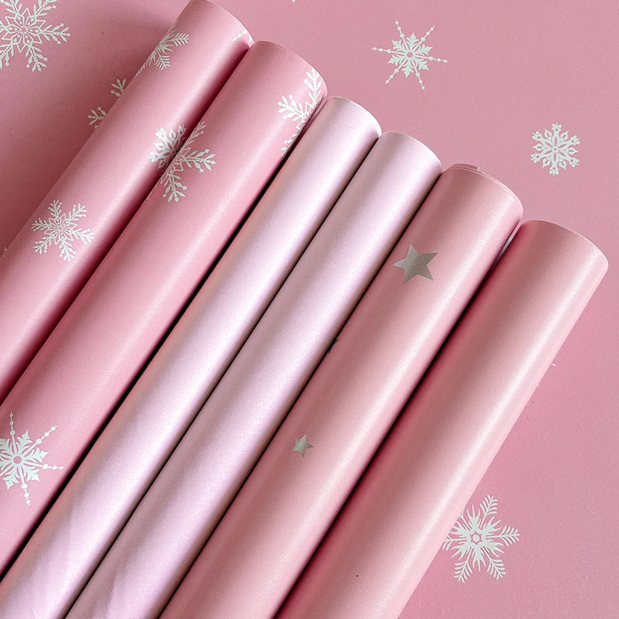papier peint autocollant étoile flocon neige rose chambre enfant décoration nordique imperméable résistance humidité