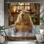 rideau douche capybara bain bulles moderne opac beige marron clair