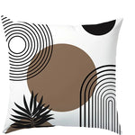 taies d'oreiller polyester motifs géométriques feuilles moderne blanc marron noir opaques canapé lit 40x40cm