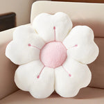 coussin décoratif fleurs stylisées peluche douce rose clair blanc moderne