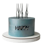 décoration gâteau acrylique happy birthday moderne occasion anniversaire enfant adulte or bleu gris
