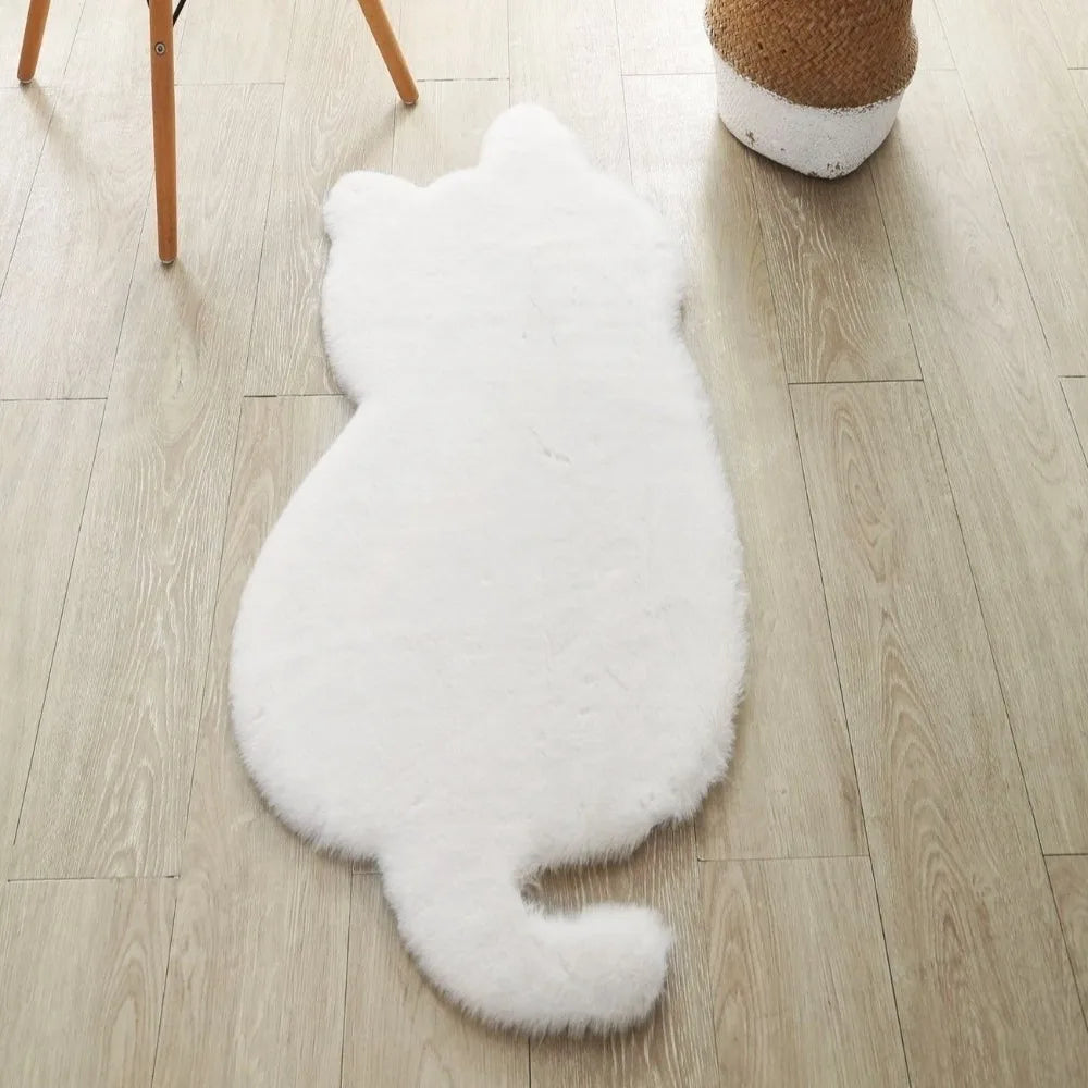 tapis acrylique doux motif chat gris noir rose beige moderne