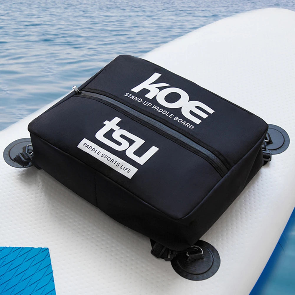 Sac rangement pratique planche paddle noir tissu mat logo clips fermeture isotherme portable SUP