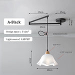 lampe suspendue moderne blanc noir flux lumineux led interrupteur bouton decoration chambre coucher