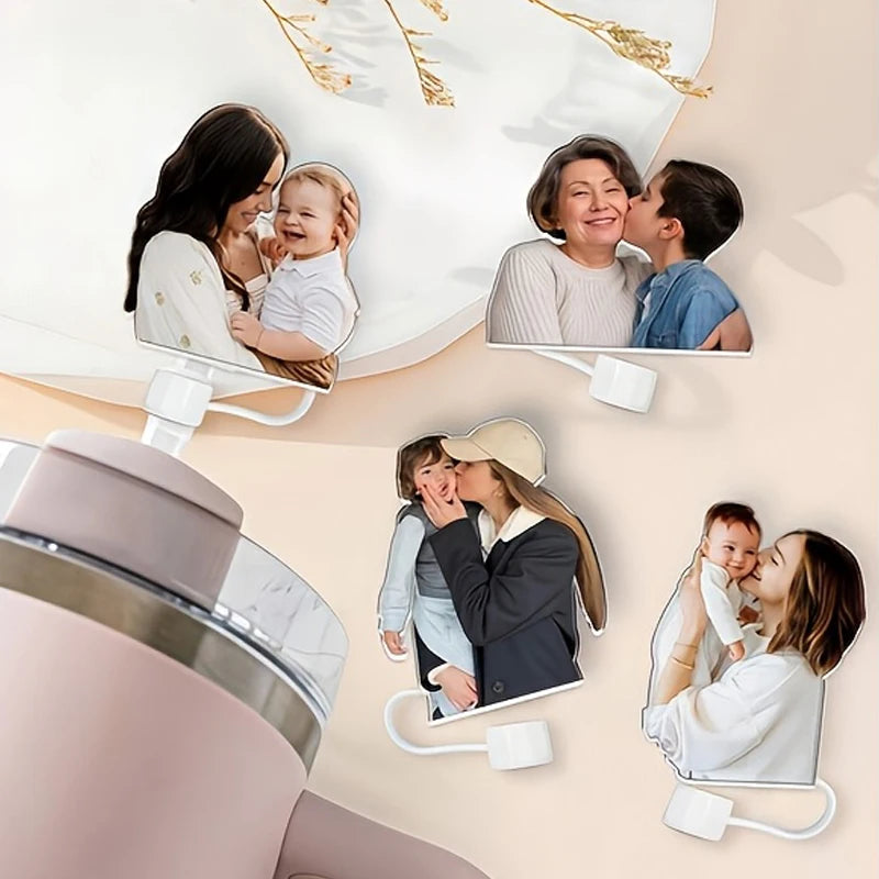 porte clés photo personnalisable transparent moderne blanc rose pâle clips flexible