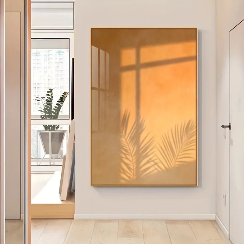 tableau moderne toile feuilles palmier orange beige sans cadre impression abstraite décoration salon chambre