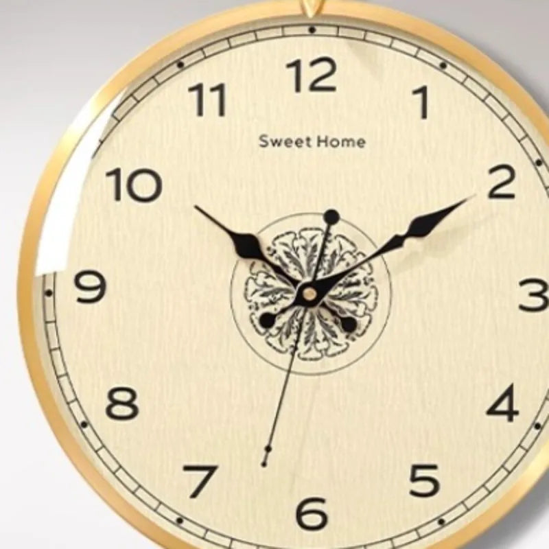 horloge murale moderne ornementale aiguille bois florale salon intérieur