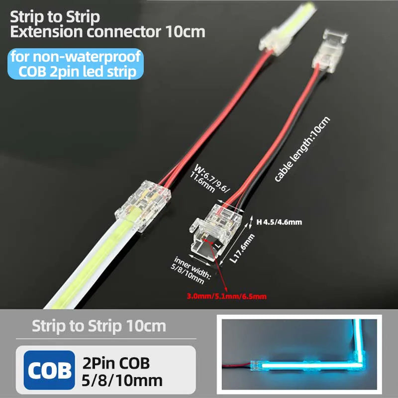 ruban led cob 2pin blanc jaune transparent clips 5mm 8mm 10mm moderne fonctionnel