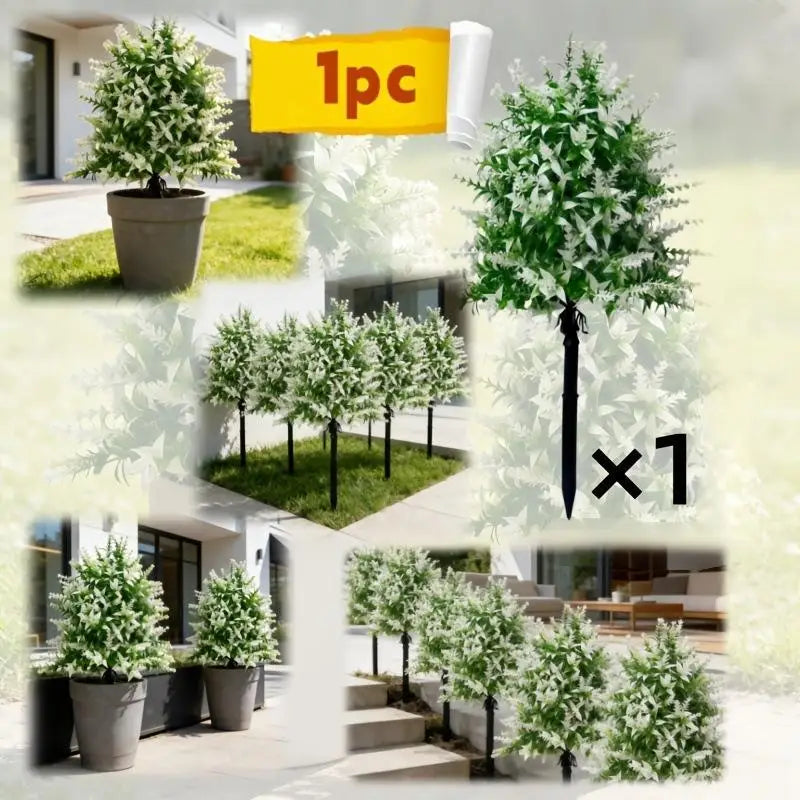 arbre artificiel violet feuilles vertes fleurs patio moderne jardin extérieur piquet fixéextérieur decoration anniversaire
