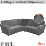 housse canapé d'angle velours noir moderne élastique lavable accueil places