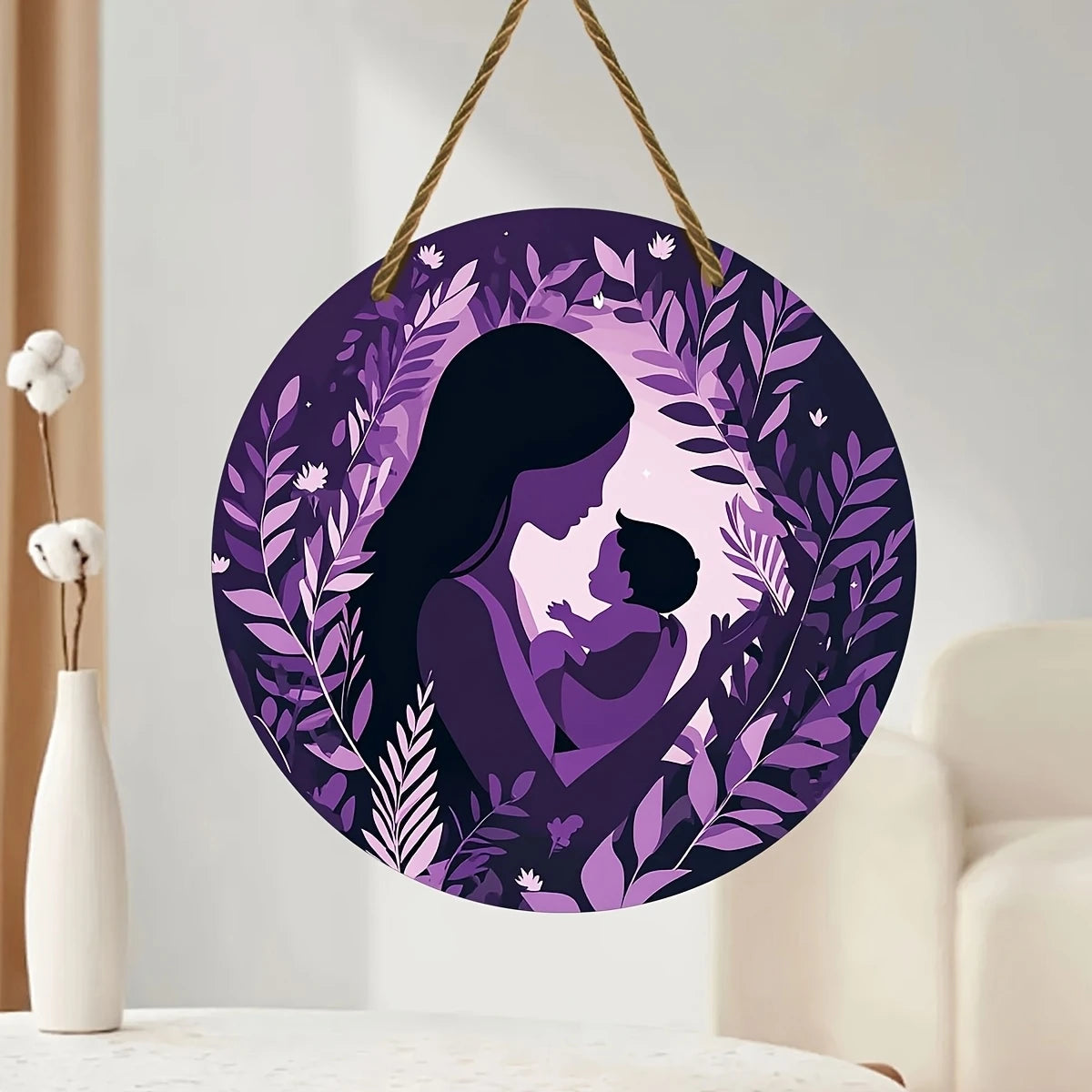 décoration murale bébé illustration pastorale cordelette diamètre 20cm blanc rose bleu violet noir mignonne