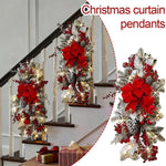 Guirlande de Noël pour escalier avec lumières et nœuds rouges