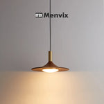 suspension lumineuse moderne scandinave aspect bois câble métallique marron doré blanc