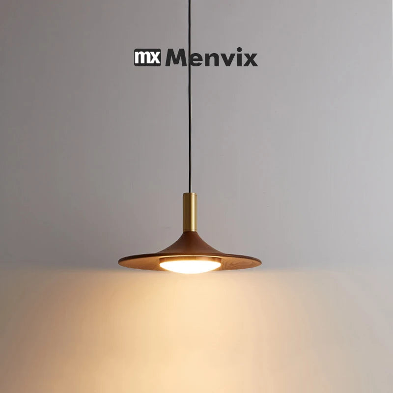 suspension lumineuse moderne scandinave aspect bois câble métallique marron doré blanc