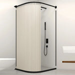 cabine douche pliante rideau polyester tufté beige gris bleu marine rayures verticales moderne tringle