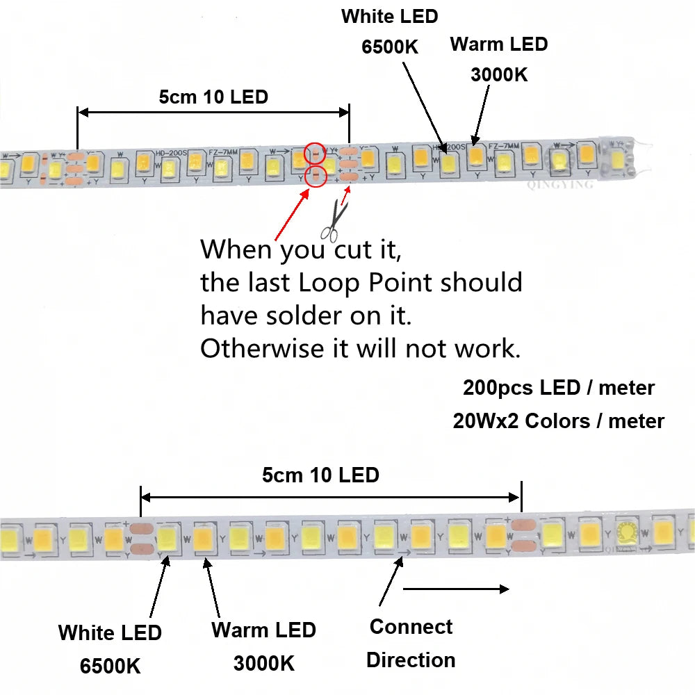 ruban led smd bleu blanc moderne adhésif 200 led mètre 3000k 6500k