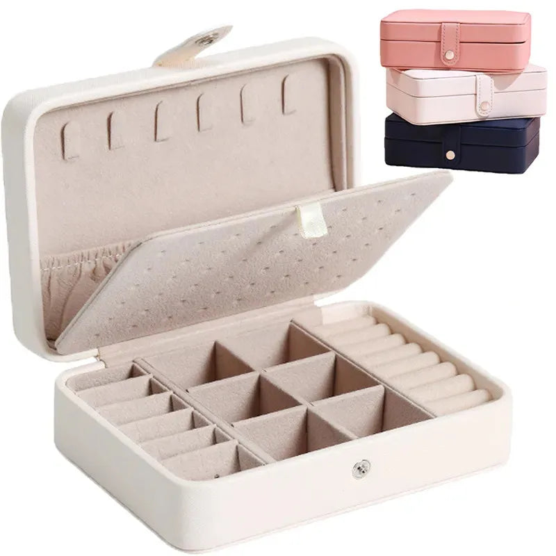 boîte bijoux velours beige cuir rose bleu marine moderne chic portable rangement bijoux