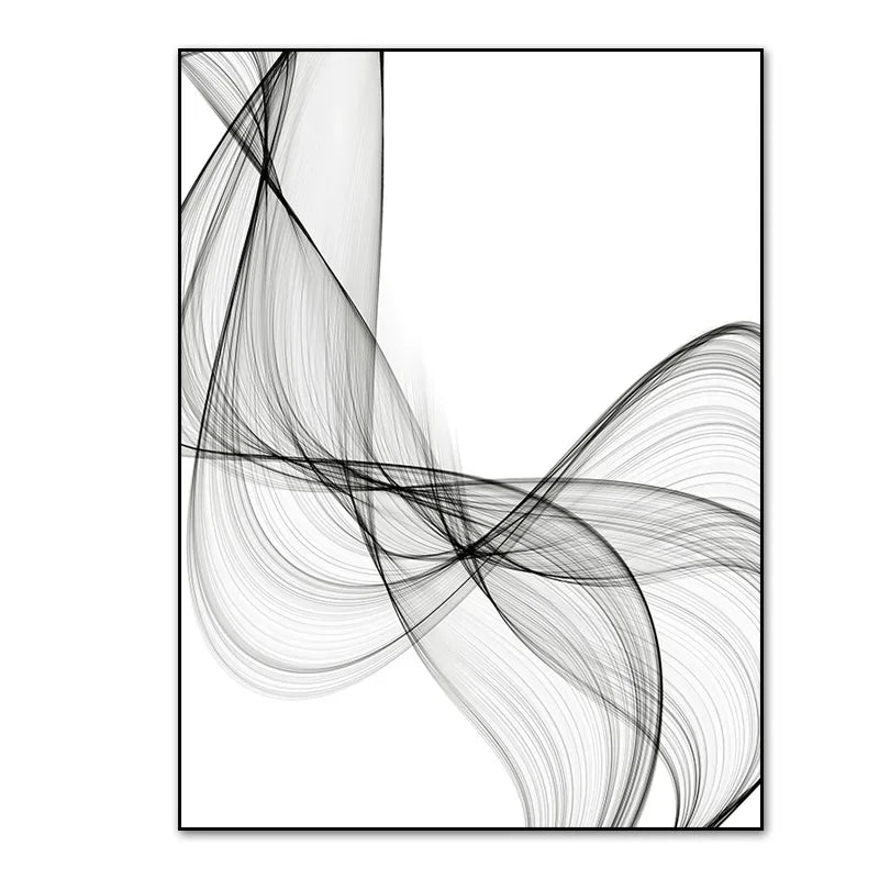 impressions toile abstraites moderne minimaliste noir blanc motifs ondulés nature morte decorationintérieur