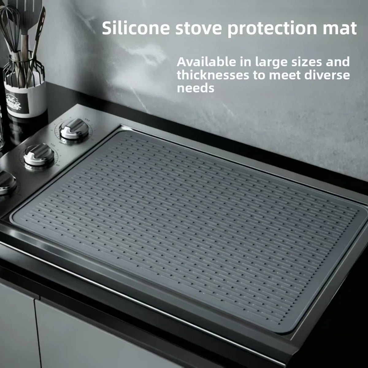 tapis protection silicone anti dérapant moderne gris texture points adhésif plaque cuisson