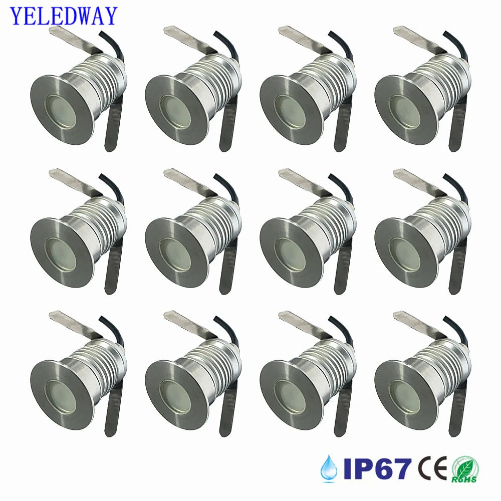 lumière led encastrable extérieure ip67 moderne 1w 3w 12v 24v argente argenté minimaliste
