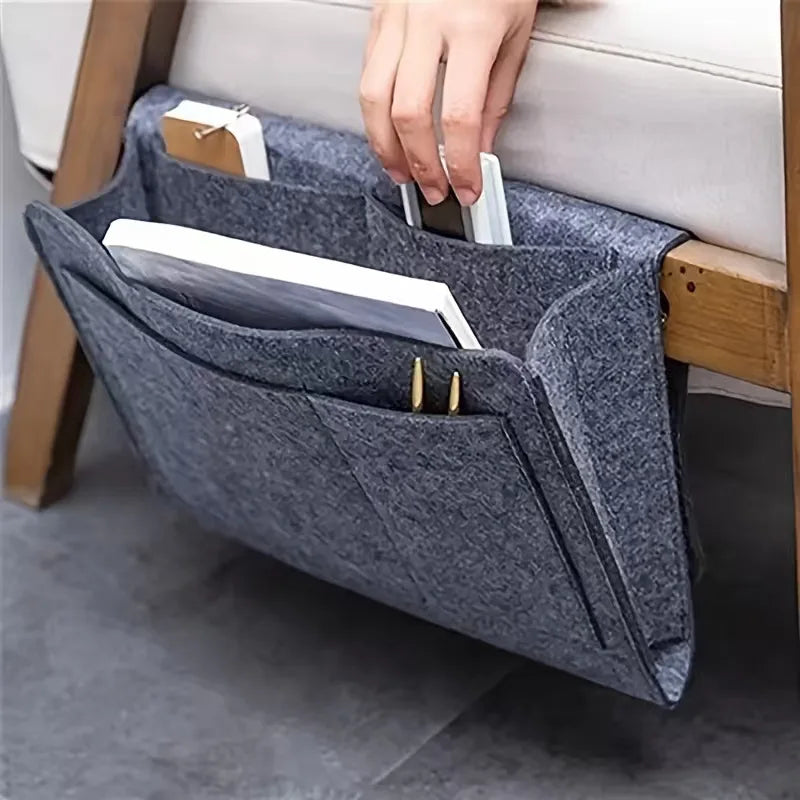 Sac rangement mural gris beige tissu épais poches rangement moderne pratique