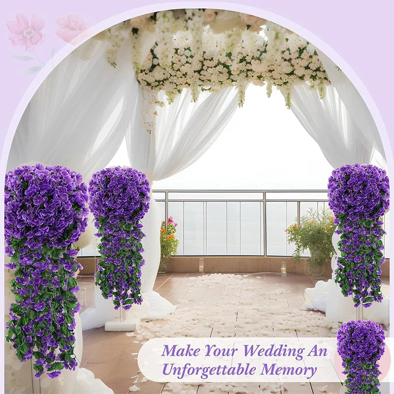 guirlande artificielle violettes fleurs modernes decoration maison intérieure 80cm boite