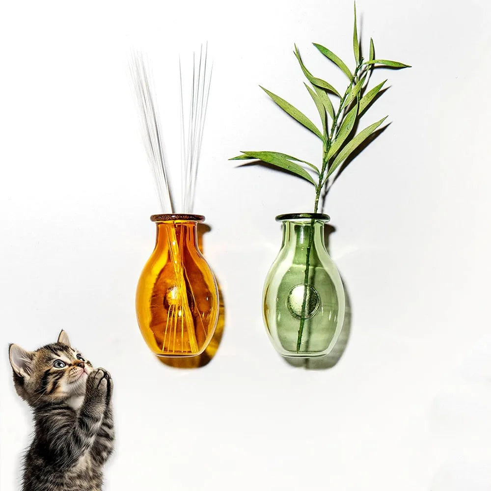 vase mural aimants transparent moderne orange vert bleu rose