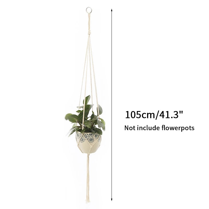 porte plante suspendu macramé blanc coton décoration bohème jardin intérieur balcon maison extérieur