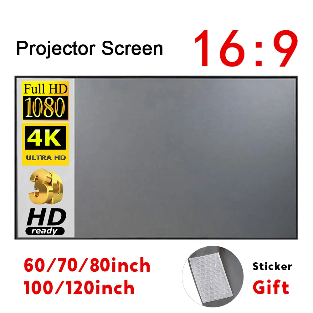 écran projection portable blanc moderne 60 70 80 100 120 pouces adhésifs minimaliste