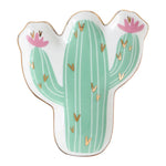 assiettes décoratives boho chic cactus main flamants roses motifs floraux vert blanc rose doré