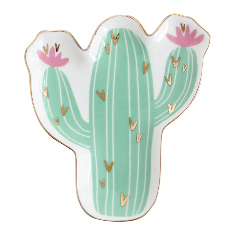 assiettes décoratives boho chic cactus main flamants roses motifs floraux vert blanc rose doré
