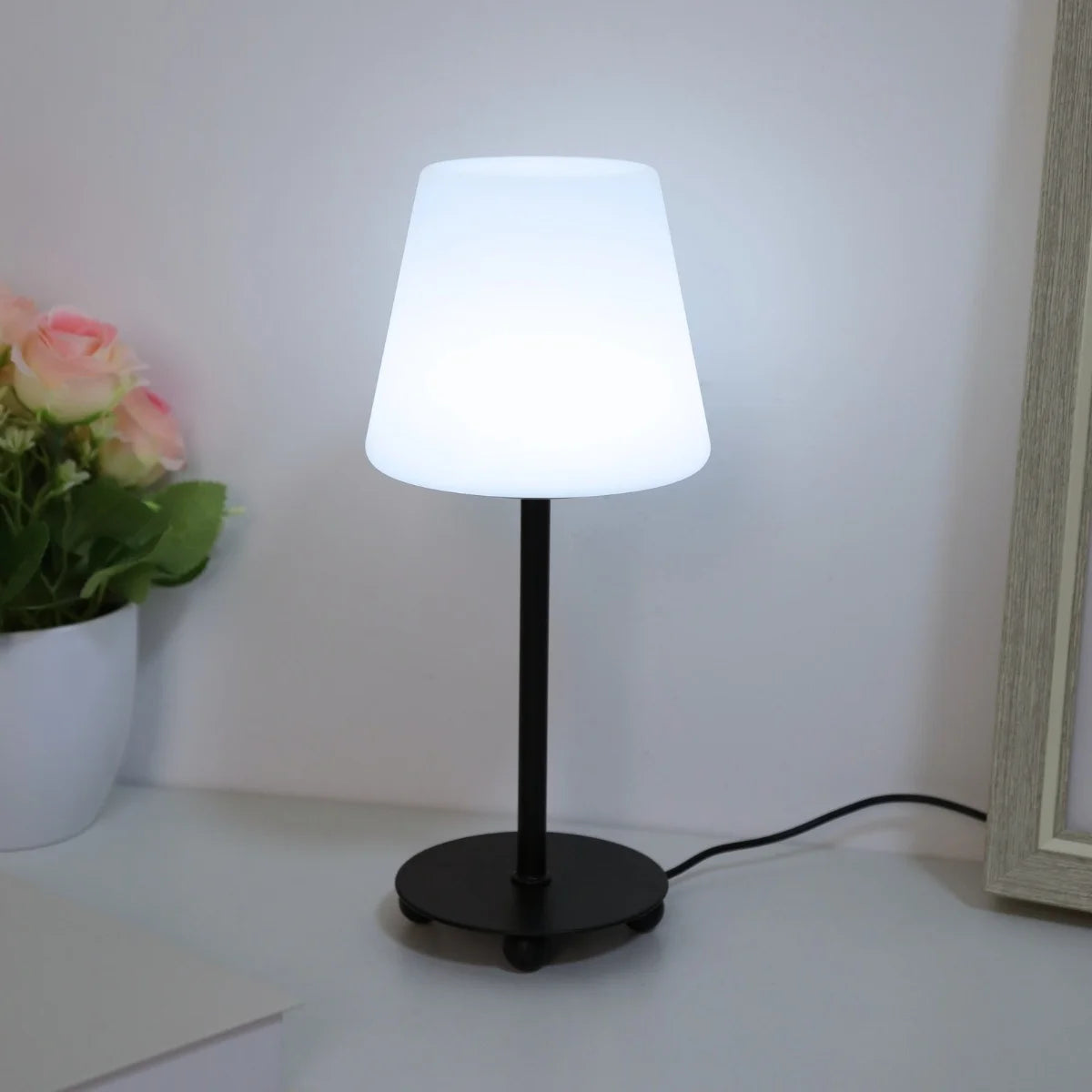 lampe table moderne noir blanche lumière ambiane tricolore chambre salon usb