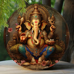 Décoration murale ronde ornement Ganesha semi translucide 20cm dia fixations