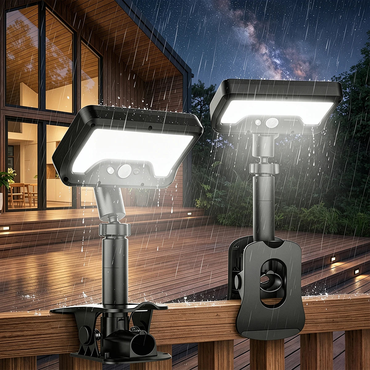 lampe solaire clip noir ip65 92 led motion sensor extérieur moderne