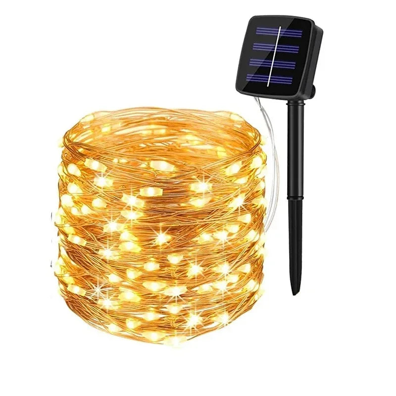 guirlande lumineuse solaire 7m 12m 22m 32m 40m multicolore blanc doré moderne