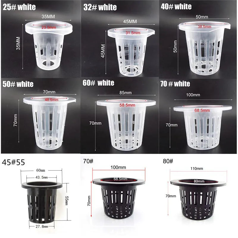 pot plante hydroponique maille plastique blanc noir culture sans sol pépinière