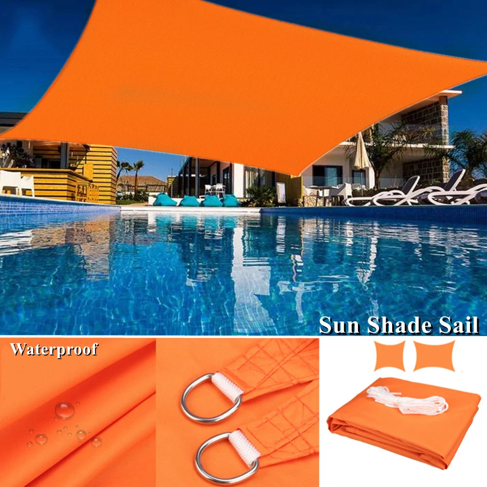 Voile d'ombrage rectangulaire orange 5x4 m sur terrasse