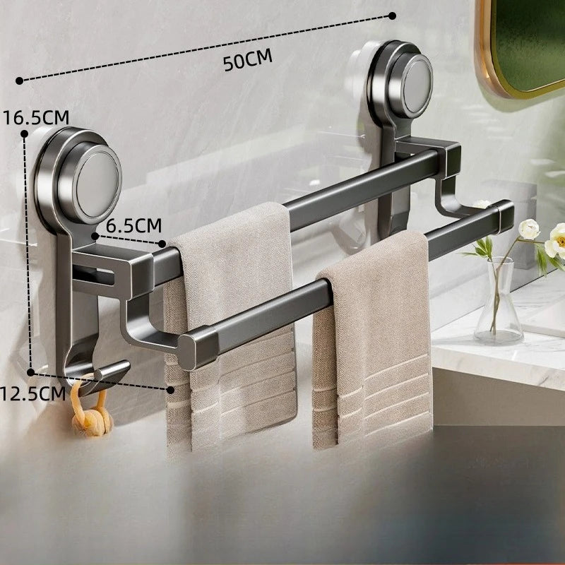 porte serviettes mural gris métallisé ventouse moderne salle bain cuisine douche