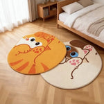 tapis rond orange chaton doux cartoon antidérapant sans bpa sans pvc peluche 50cm maison