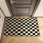 tapis noir blanc carreaux géométriques classique résistant décoloration polyester intérieur extérieur chambre couloir porte