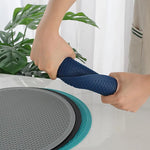 tapis silicone hexagonal moderne bleu turquoise bleu foncé gris noir opalescent cuisine minimaliste